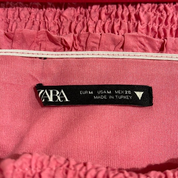 ZARA Barbie Core Pink Square Neck Dress with Puff Sleeves Flounced Hem M - Picture 12 of 12